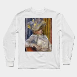 Woman with a Hat by Auguste Renoir Long Sleeve T-Shirt